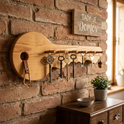 Věšák klíč - dřevěné háčky