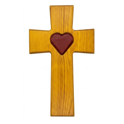 Křížek s červeným srdcem  28cm