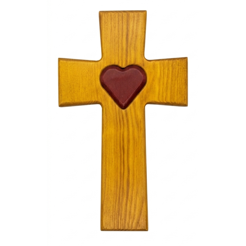 Křížek s červeným srdcem  28cm